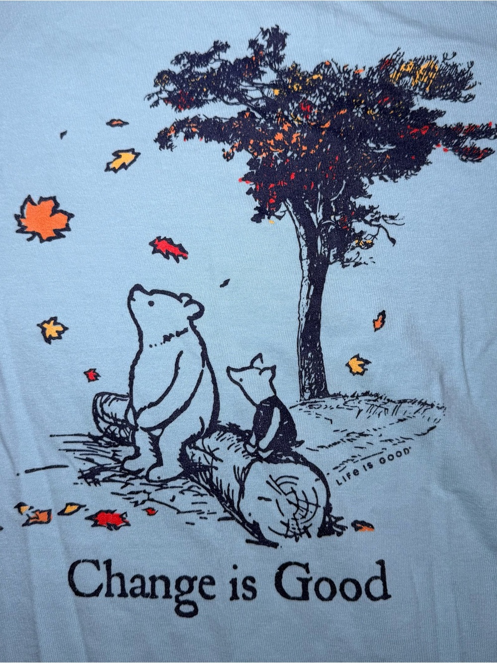 Life Is Good Crusher Mens Large Long Sleeve Fall Pooh Piglet “ Change Is Good” - Picture 3 of 9